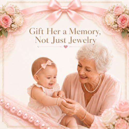 Image of Baby Bracelets for Infant Girls, Pink Pearl Bracelet Baby Girl Jewelry Gift