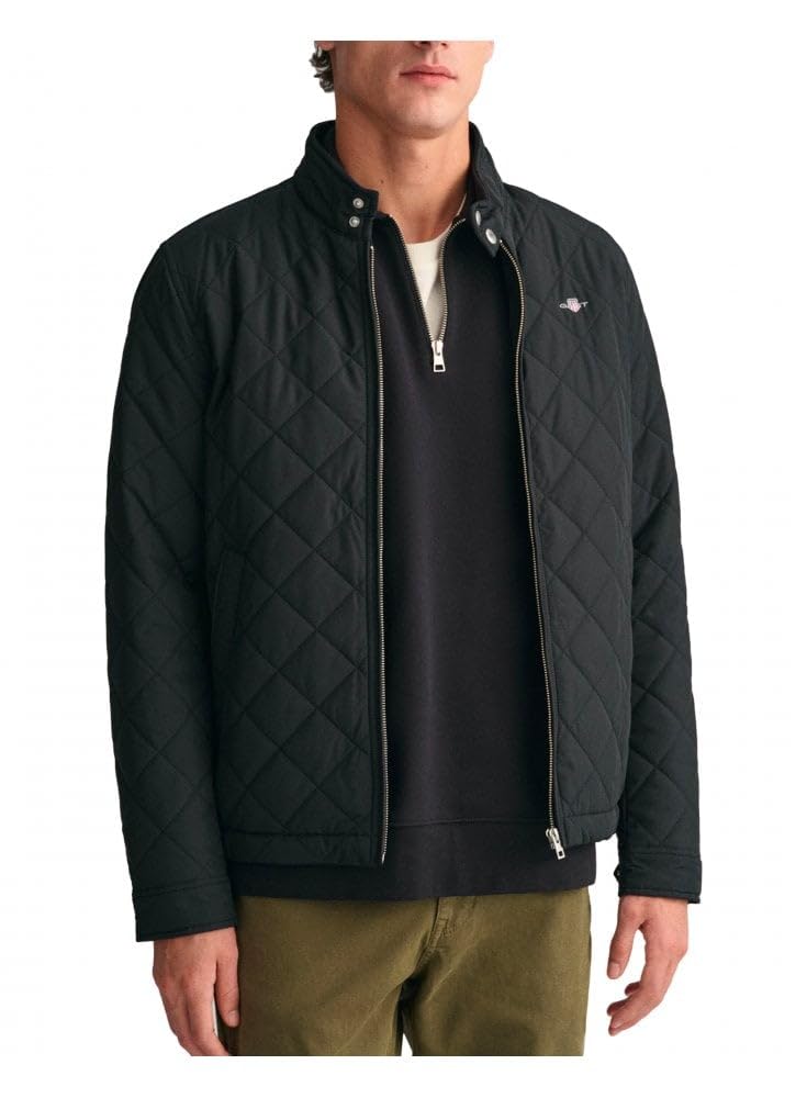 GANT Men's QUILTED WINDCHEATER Jacket, Black, Standard