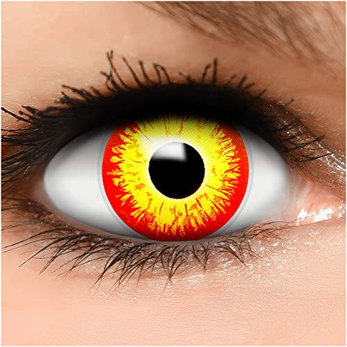 FUNZERA Farbige Kontaktlinsen Halloween Rot HORROR CLOWN, 2 Stück (1 Paar), Ohne Sehstärke, leicht einzusetzende rote Linsen, 2 x farbige Kontaktlinse für Cosplay, Karneval, Fasching, Anime FUNZERA Farbige Kontaktlinsen Halloween Rot HORROR CLOWN, 2 Stück (1 Paar), Ohne Sehstärke, leicht einzusetzende rote Linsen, 2 x farbige Kontaktlinse für Cosplay, Karneval, Fasching, Anime