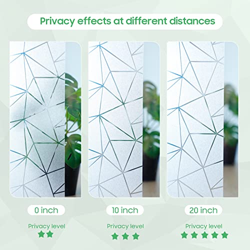 Viseeko Frosted Glass Window Film: Privacy Window Decorative Film Removable Static Clings Uv Blocking Non-Adhesive Glass Door Sticker For Home Office 17.5 X 78.7 Inches Frosted Triangle #TOP6