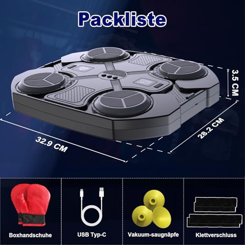 Music Boxing Machine, Kinder Musik Box Maschine, Smart Bluetooth Box Maschine mit Musik, Indoor Interaktiver Wandmontierte Trainer, Musik Boxen Sport Spielzeug für Kinder, Geschenke für Kinder Jungs
