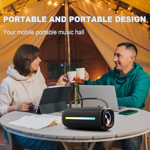 Portable Bluetooth Speaker, Outdoor Waterproof Wireless Speaker with Colorful Flashing Lights, 20W Super Bass, TWS Pairing Suitable for Outdoor, Party, Home, Beach, Travel (Camouflage) - image 4