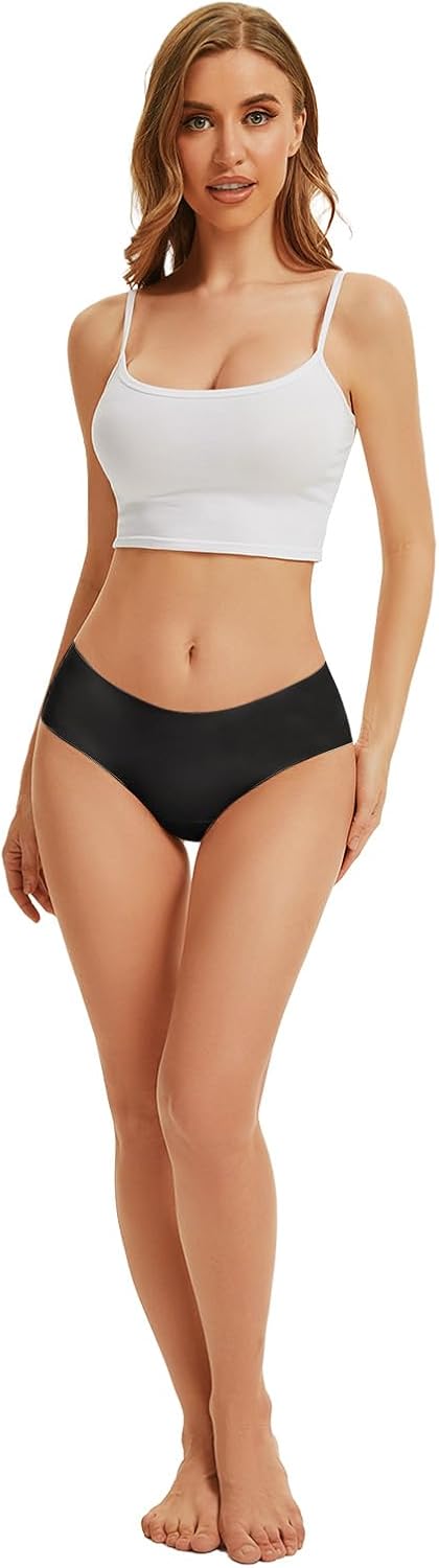 OVRUNS Seamless Underwear for Women Skin-friendly Breathable No Show Panty Liners Invisible Workout Gym Briefs, Black, XL - Image 6
