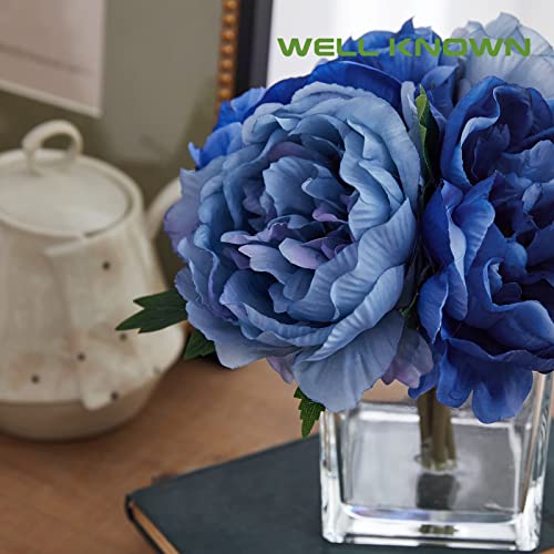 Well Known Blue Peony Flowers In Vase, Artificial Flowers With Vase, Silk Peony Flower Arrangements Faux Flowers In Vase Centerpiece Table Decorations For Dining Room Decoration (Navy Blue) #TOP5