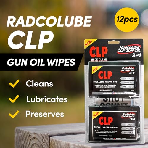 Radcolube - 3-in-1 CLP Gun Cleaning Oil Wipes, On-The-Go Gun Oil Wipes Lubricates, Preserves & Cleans All Firearms, Military-Grade CLP Gun Cleaner, Revolutionary Quick Clean Gun CLP Wipes