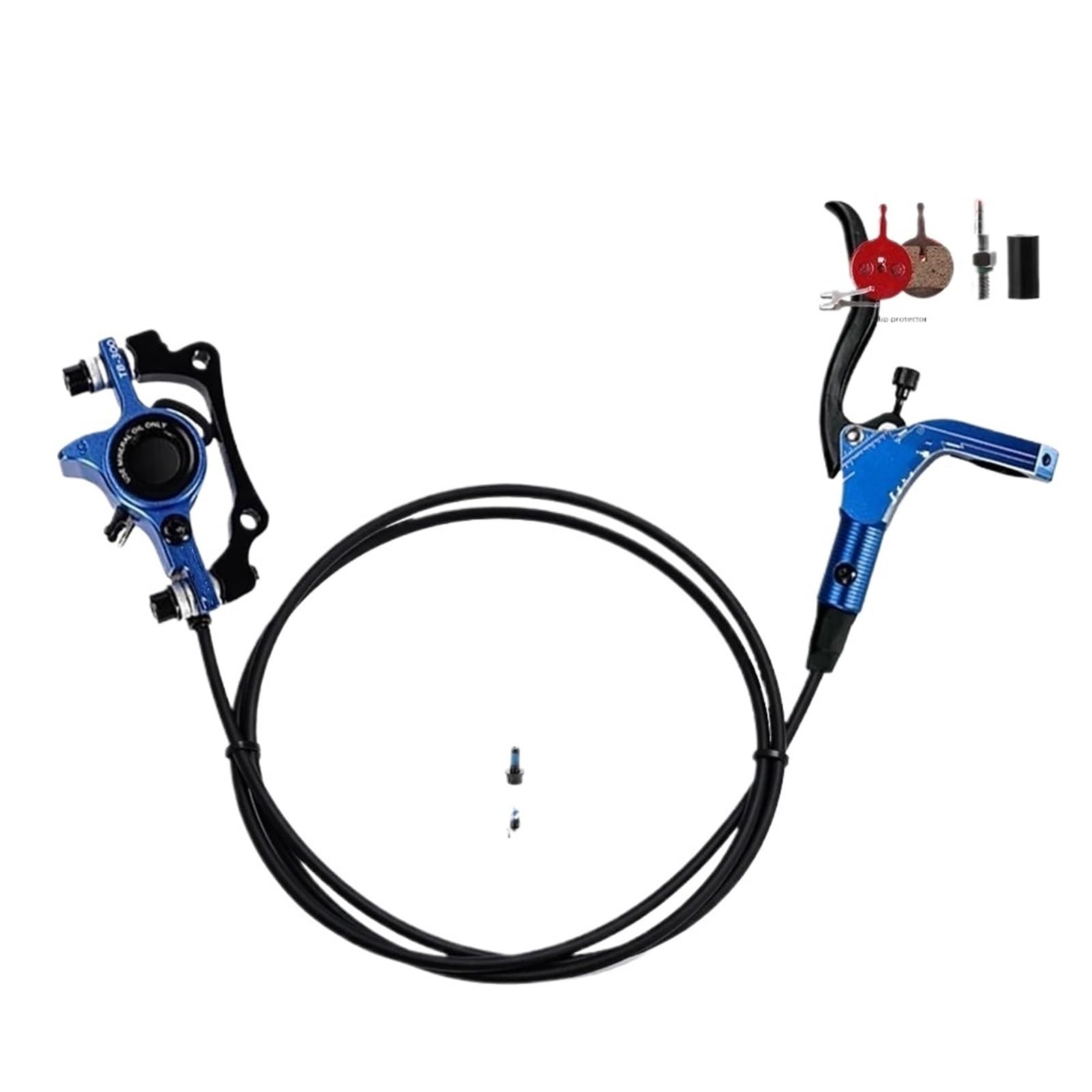 rower tylny bęben hamulcowy tylny bęben hamulcowy Rower MTB hydrauliczny hamulec tarczowy 160mm wirniki zacisk olejowy płyta przedni tylny zacisk górski 22.2mm uchwyt słupek(Blue-RR)