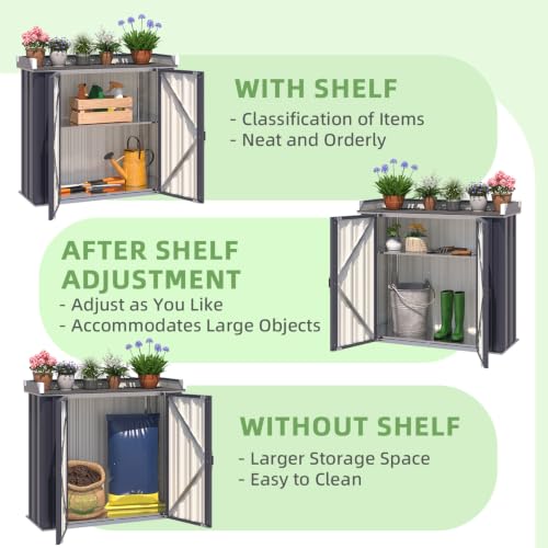 Image of AECOJOY Outdoor Storage Cabinet Waterproof with Floor & Adjustable Shelves