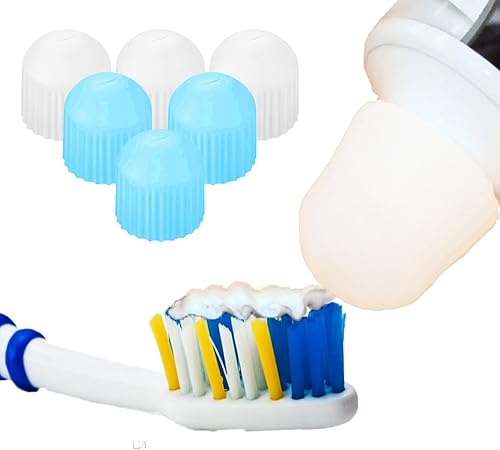 6 tapas de pasta de dientes con cierre automático para niños y adultos, dispensador de pasta de dientes, mantiene la pasta de dientes sin desorden