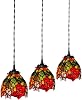 Pendant Light, 3 Head Bowl Down Lighting Pendant Dragonfly Stained Glass Hanging Light Kit (Yellow)