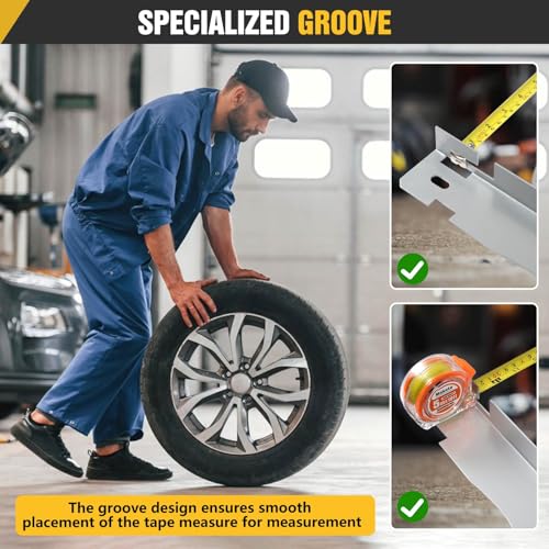 Image of Wheel Alignment Tool, Toe Alignment Tool Plates, Including Tape Measure and Gloves, for Quick and Accurate Measurement of DIY Car Front-end Adjustments (Silver)