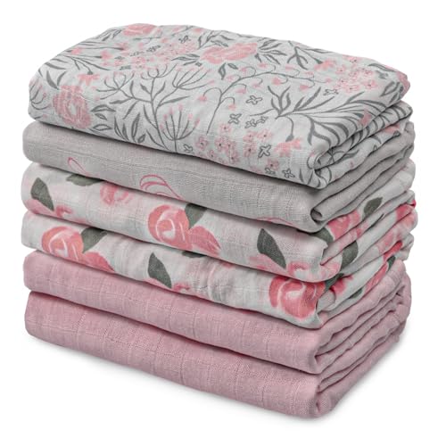 Image of Muslin Baby Burp Cloths, Large 27 x 27 Inches Burping Cloths for Newborn Girls Boys, 6 Pack Baby Burp Rags Towel and Washcloths for Infant (Gentle Colors)