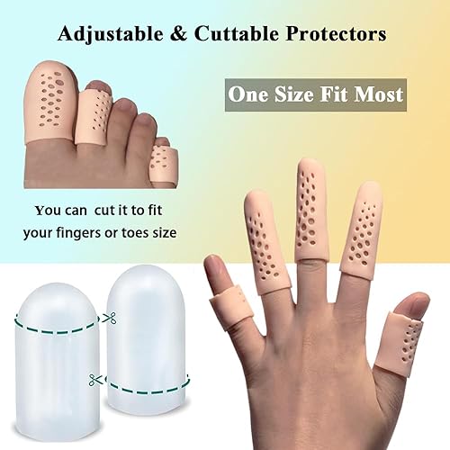 Miniatura 3 de 16 piezas de catre de gel con agujeros, protectores de dedos de silicona transpirables, fundas de dedos transpirables, fundas para los dedos,