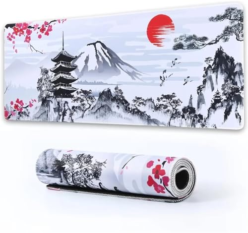 Tapis de Souris de Jeu XXL 1000x500x3mm Tapis de Souris Grand Gaming Peinture L'Encre Paysage Tapis de Souris Gamer Tapis de Bureau Améliore la précision et la Vitesse pour Souris et Clavier