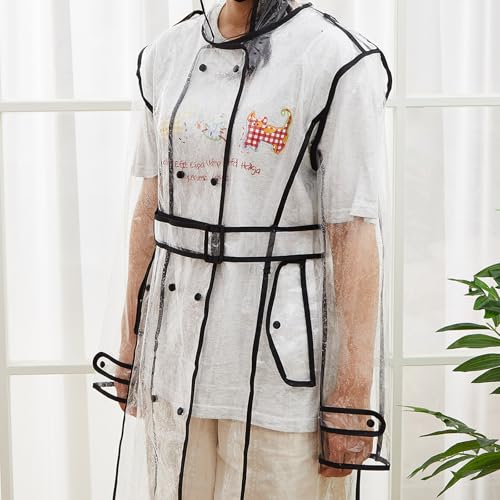 Waterproof Portable Raincoat Clear Raincoats for Women Reusable EVA Rain Resistant Poncho with Hoods and Belt4