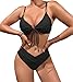 SherryDC Women's Cheeky V Cut Bikini Set Sexy 2 Piece Swimsuit String High Cut Bathing Suit Black