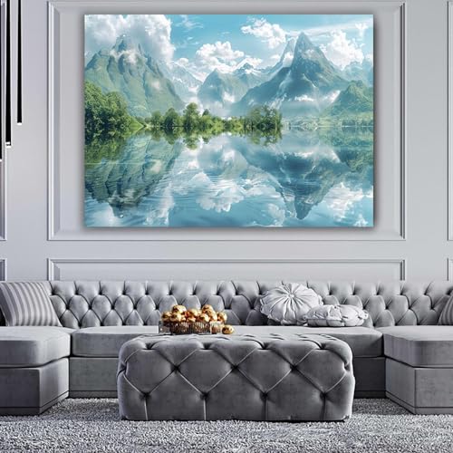 Tableau decoration murale salon paysage moderne en toile encadrée - 2