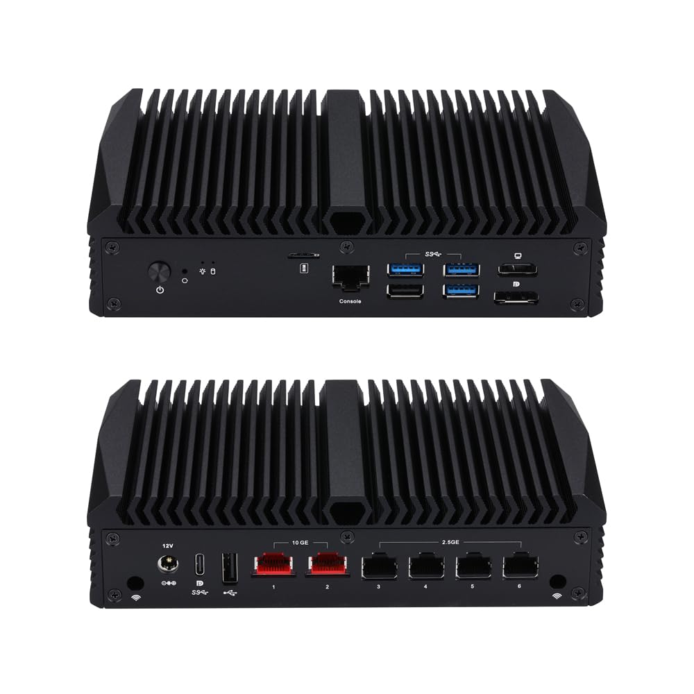 Qotom Firewall Appliance Q10922H6 Processor N100,up to 3.4GHzBarebone(NO Ram NO SSD) -4x2.5 Gigabit LAN,2x10 Gigabit LAN,Fanless,Win10/Linux 24/7