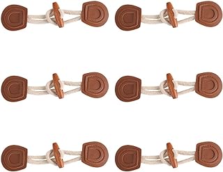 ccHuDE 6 Sets Sew-On Toggle Closure with Wooden Horn Button for Coat Jackets Clothing Sewing DIY Crafts Brown