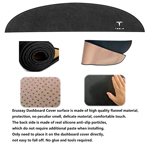 Eruseay Dashboard Cover For Tesla Model 3/Y, Flannel Central Control Dash Board Wrap Mat For Tesla Model Y Model 3 2017-2022 2023 Decorative Interior Auto Accessories #TOP3
