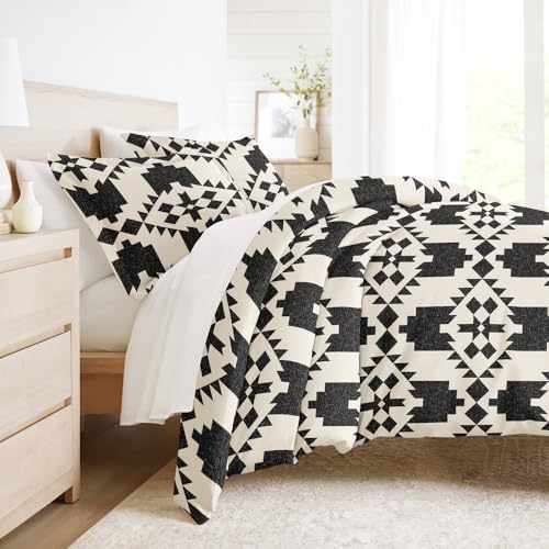 Linens & Hutch Duvet Cover Set Patterned Microfiber Ultra Soft Bedding in Adobe Diamond - Full/Queen Adobe Diamond Gray