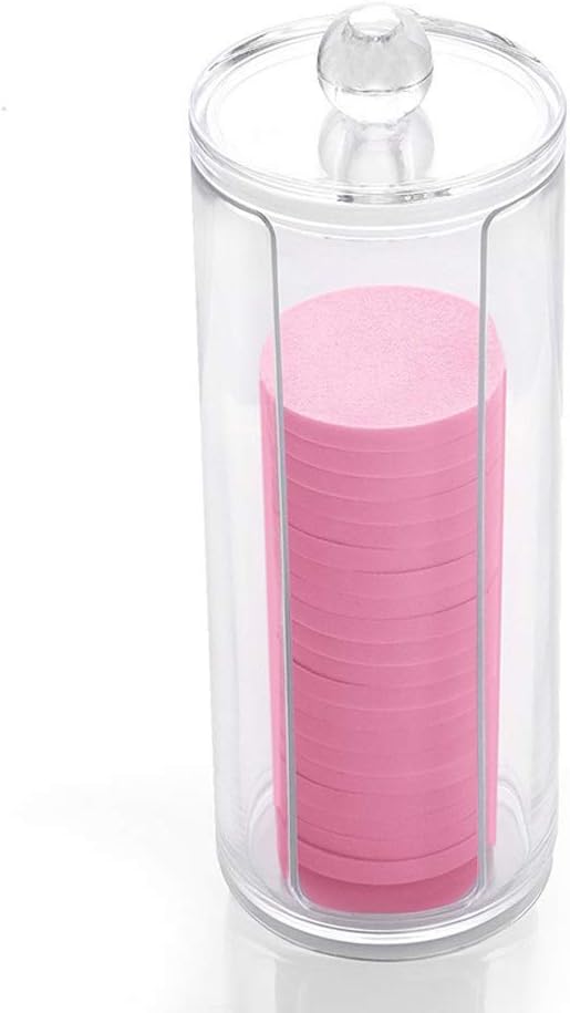 Twdrer 2 Pack Transparent Cosmetic Cotton Pad Rounds Holder and Qtip Makeup Pads Cotton Swab Dispenser Container with Lid for Bathroom,Kitchen,Office