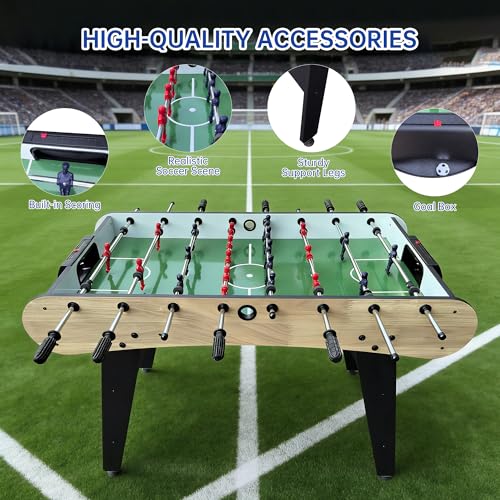 48in Foosball Table Arcade Soccer Table Soccer Game Room Game Table Football Tables for Adults Kids with 2 Balls for Home, Office or Game Room
