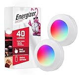 Energizer LED Puck Lights, Color Changing, 2 Pack, Battery Operated, Wireless Lights, 40 Lumens, Tap Light, Stick On Lights, Push Light, Perfect for Under Cabinet, Closets, Pantry, and More, 46631