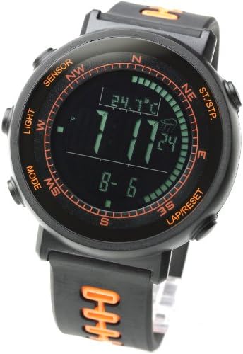 LAD WEATHER] Swiss Sensor Watches Digital Compass Altimeter Weather Forecast Barometer Thermometer Alarm Calendar Chronograph Stopwatch Timer (Orange)