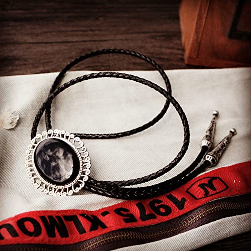 Bolo Tie - Retro Trend Bolo Tie For Men And Women Western Wedding Accessories Leather Rodeo Cowboy Tie String, Creative Hollow Lace Agate Necklace Halloween Party Hip Hop Jewelry Gift,As Shown,100C #TOP4
