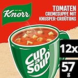 Knorr Cup a Soup Tomaten Cremesuppe mit Knusper-Croutons leckere Gemüsesuppe ohne geschmacksverstärkende Zusatzstoffe und Farbstoffe 12x 57 g
