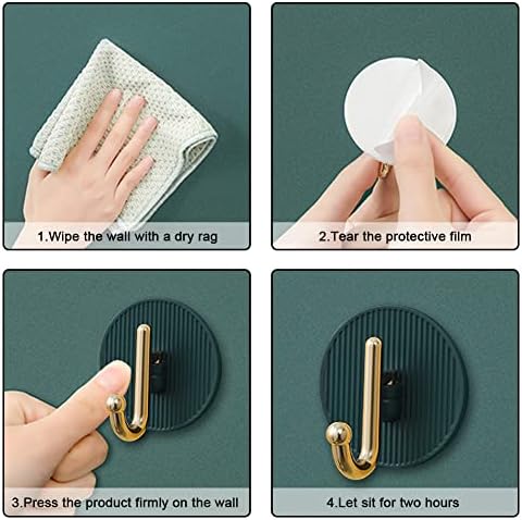 Adhesive Hooks,4Pcs Hooks Self Adhesive from Waterproof Strong Bonding Power Sticky Hooks for Hanging Coat Cloth Towel Key, Multi-Purpose Hanging Hooks for Bathroom,Kitchen Without Nails (Green)