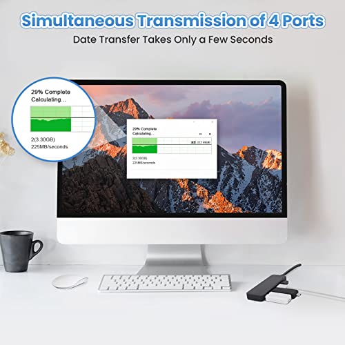USB Hub Yizhet 4 Port USB 3.0 Hub mit 30cm Kabel