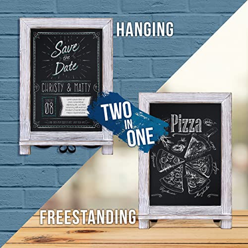 Rustic Whitewash Tabletop Chalkboard Sign/Hanging Magnetic Wall Chalkboard/Small Countertop Chalkboard Easel/Kitchen Countertop Memo Board / 9.5” X 14” Weddings, Birthdays, Baby Announcements #TOP3