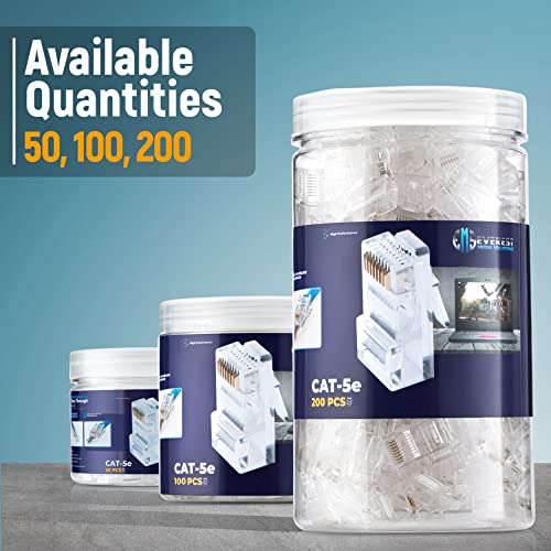 Ems Rj45 Cat5E Pass Through Connectors - Pack Of 200 | Ez To Crimp Modular Plug For Solid Or Stranded Utp Network Cable | Male Ethernet Connector End #TOP5