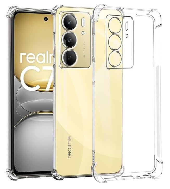 Image of Gorilion Back Case Cover for [ Realme C73 5G / C75 5G ] (Side /Corner Bumper | Soft TPU) - Transparent