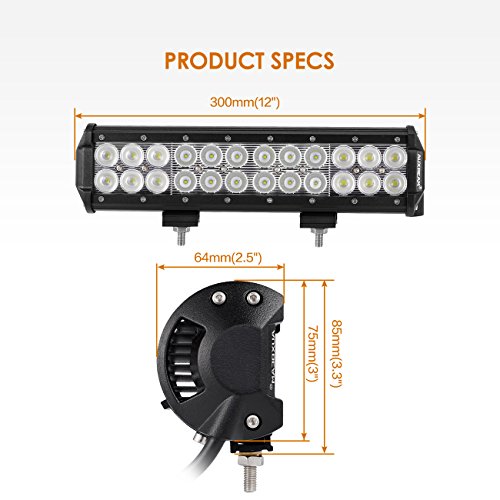 image for Auxbeam 12 Inch LED Light Bar with Wiring Harness 72W 7200lm Light Bar