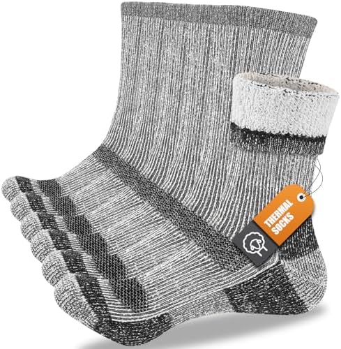 Merino Wool Thermal Socks for Men & Women, 3 Pairs Full Cushion W...