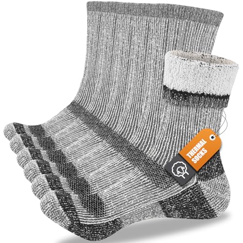 SukModen Merino Wool Thermal Socks for Men Women 3 Pairs Thick Cushion Winter Boot Heavy Duty Work Socks for Hiking Walking
