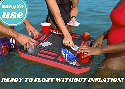 image for Polar Whale Floating Poker Table Red and Black Game Tray for Pool Beac
