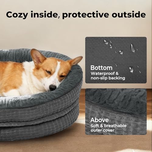 Skylos XXL Dog Bed, Extra Large Dog Bed, Orthopedic Dog Bed, Memory Foam Dog Bed Sofa with 4-Sided Neck Support, Waterproof Non-Slip, Removable Washable Cover, Grey, 122×89×19 cm - Image 5
