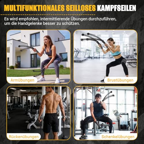 Ropeless Battle Ropes, Battle Rope Ohne Seil mit Tragetasche & Übungsanleitung, Gewichtete Trainingsseile für HIIT, Ganzkörpertraining, Kraft, Ausdauer, Fettverbrennung, Home Gym Schwarz