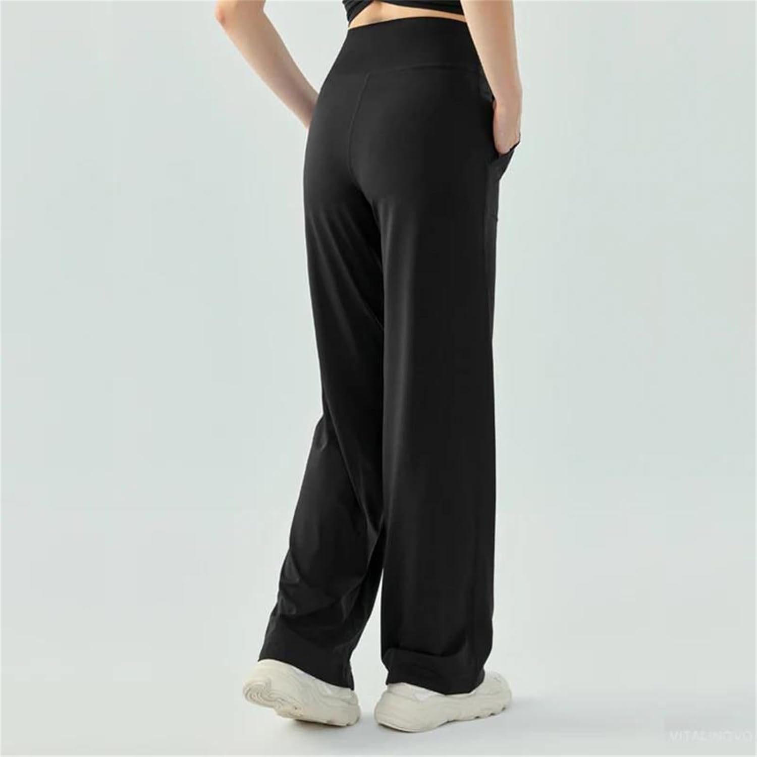 Women's Wide Leg Pants with Pockets High Waist Stretch Soft Casual Lounge Work Style Long Trousers