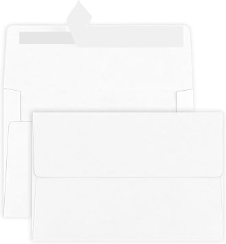50 Pack 4x6 Dark Green Envelopes with Peel-Off Adhesive Strips for Invite 50, White