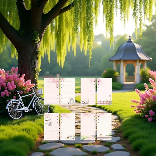 Cuaderno de diario con hojas sueltas rosas A6 para planificar el día a día 5