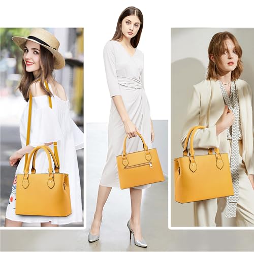 Image of CHICAROUSAL Purses and Handbags for Women Leather Crossbody Bags Women's Tote Shoulder Bag (Yellow cc)