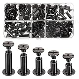 Pangda 80 Set Chicago Binding Post Screw Assorted Kit Metal Round Cross Head Stud Screw Post Nail Ri