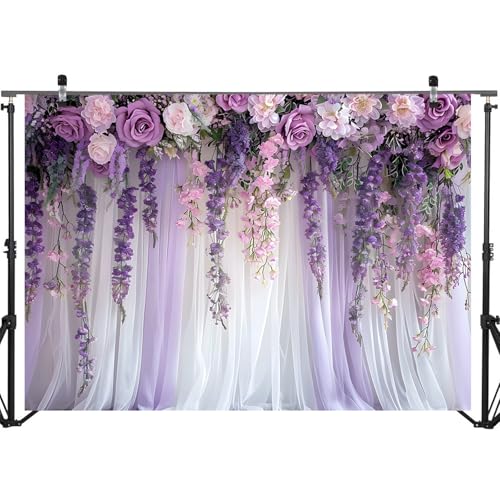 Mocsicka fondo floral púrpura 7x5ft miniatura 5
