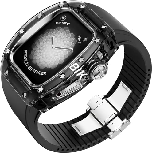 Bracelet Apple Watch transparent et metal avec couronne 44/45mm