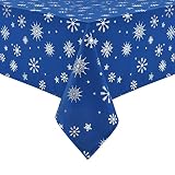Fascidorm Christmas Tablecloth, Rectangle Christmas Snowflake Tablecloth, Bronzing Waterproof Washab