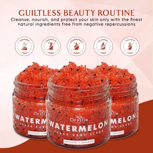 Prime Watermelon Sugar Scrub W/ Real Watermelon Extract, 200G Natural Exfoliating Body Scrub For Preppy Skin Care, Body Exfoliator Scrub For Shower W/ Spoon, Body Skin Care Products -Orville Essential #TOP5